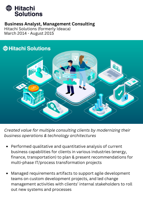 Business Analyst, Management Consulting, Hitachi Solutions