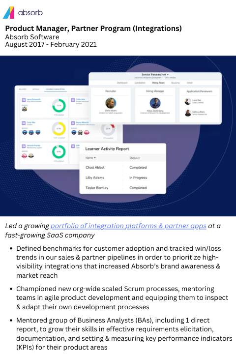 Product Manager, Partner Program at Absorb Software1
